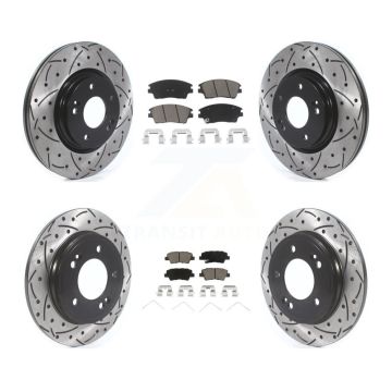 Front Rear Drill Slot Disc Brake Rotor Ceramic Pad Kit For 2017-2020 Hyundai Elantra 1.6L KDC-100665