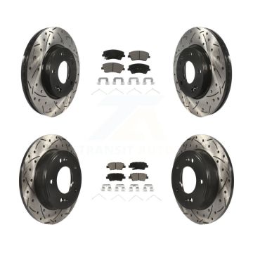 Front Rear Drill Slot Disc Brake Rotor Ceramic Pad Kit For 2017-2020 Hyundai Elantra 2.0L KDC-100666