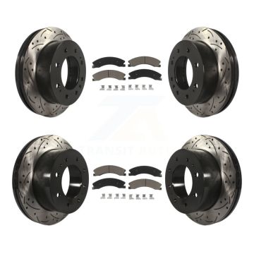 Front Rear Drilled Slot Brake Rotor Ceramic Pad Kit For GMC Chevrolet Sierra 2500 HD 3500 KDC-100667