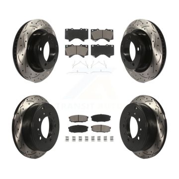 Front Rear Drilled Slot Brake Rotor Ceramic Pad Kit For Toyota Tundra Sequoia Lexus LX570 KDC-100671