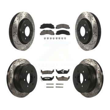 Front Rear Drill Slot Brake Rotors Ceramic Pad Kit For 10-11 Ford F-150 With 6 Lug Wheels KDC-100673
