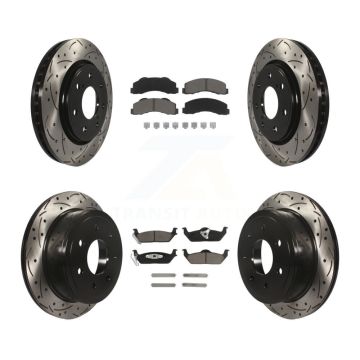 Front Rear Drill Slot Brake Rotors Ceramic Pad Kit For 10-11 Ford F-150 With 7 Lug Wheels KDC-100674