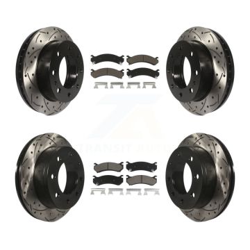 Front Rear Drill Slot Brake Rotor Ceramic Pad Kit For Chevrolet GMC Sierra 2500 HD Hummer KDC-100678