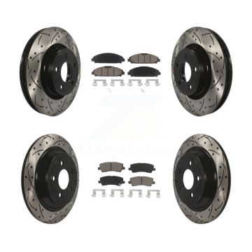 Front Rear Coat Drill Slot Disc Brake Rotor Ceramic Pad Kit For Ford Mustang V6 with 3.7L KDC-100679