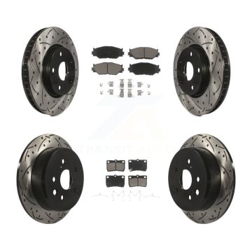 Front Rear Coated Drilled Slotted Disc Brake Rotors And Ceramic Pads Kit For Lexus IS250 KDC-100681