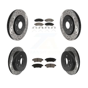 Front Rear Coated Drill Slot Disc Brake Rotor Ceramic Pad Kit For 2006-2007 Nissan Xterra KDC-100682