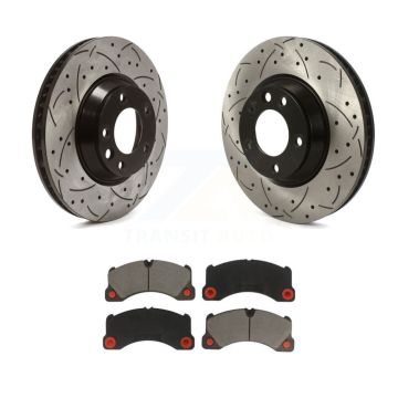 Front Coated Drilled Slotted Disc Brake Rotors And Ceramic Pads Kit For Porsche Cayenne KDC-100689