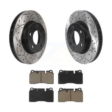 Front Coated Drilled Slotted Disc Brake Rotors And Ceramic Pad Kit For Volkswagen Touareg KDC-100690