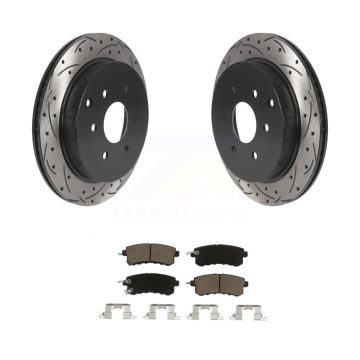 Rear Drilled Slot Disc Brake Rotor & Ceramic Pad Kit For INFINITI QX80 Nissan Armada QX56 KDC-100692
