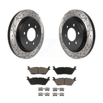 Rear Drilled Slot Brake Rotor Ceramic Pad Kit For Ford F-150 Expedition Lincoln Navigator KDC-100696