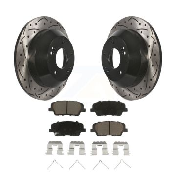 Rear Drilled Slot Brake Rotor & Ceramic Pad Kit For Kia Sorento With Red Painted Calipers KDC-100698