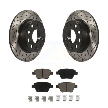 Rear Drilled Slot Disc Brake Rotor & Ceramic Pad Kit For Volkswagen Jetta Eos Audi A3 GTI KDC-100703