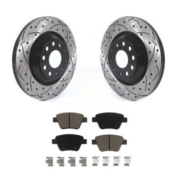 Rear Coat Drill Slot Disc Brake Rotors Ceramic Pad Kit For Volkswagen GTI Audi A3 Quattro KDC-100704