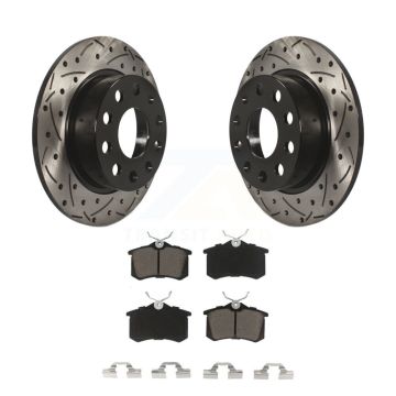 Rear Drilled Slot Brake Rotor Ceramic Pad Kit For Volkswagen Jetta Beetle Golf SportWagen KDC-100705