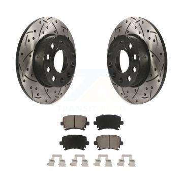 Rear Drilled Slot Brake Rotor Ceramic Pad Kit For Volkswagen Jetta Rabbit Audi A3 Quattro KDC-100707