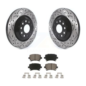 Rear Drill Slot Disc Brake Rotors Ceramic Pad Kit For Volkswagen GTI Passat CC Golf R R32 KDC-100708
