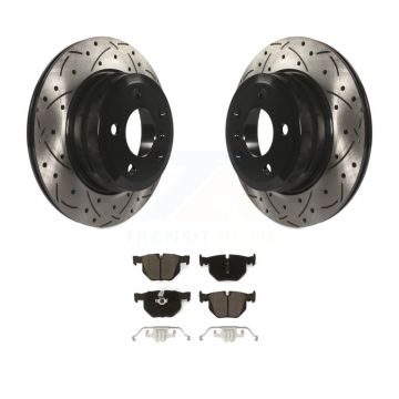 Rear Coated Drilled Slotted Disc Brake Rotors And Ceramic Pads Kit For BMW X5 X6 KDC-100714
