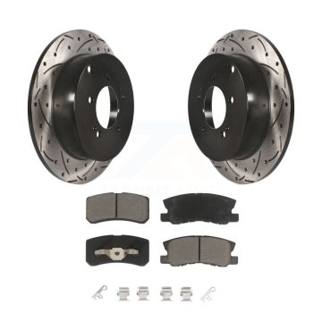 Rear Coated Drilled Slot Disc Brake Rotor Ceramic Pad Kit For Mitsubishi Lancer Outlander KDC-100715
