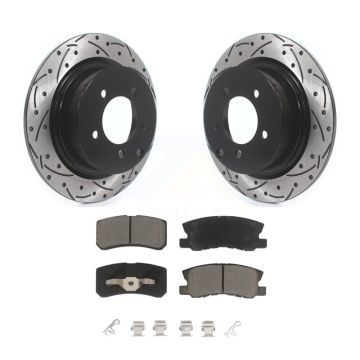 Rear Drilled Slot Brake Rotor Ceramic Pad Kit For Jeep Mitsubishi Patriot Lancer Chrysler KDC-100716