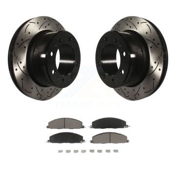 Rear Coated Drilled Slotted Disc Brake Rotor Ceramic Pad Kit For Ram 3500 2500 1500 Dodge KDC-100721