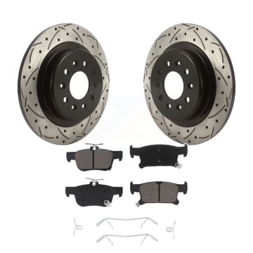 Rear Coated Drilled Slotted Disc Brake Rotors And Ceramic Pads Kit For Buick Envision KDC-100726