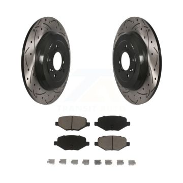 Rear Drilled Slot Brake Rotors Ceramic Pad Kit For Ford Explorer Edge Flex Lincoln Taurus KDC-100730