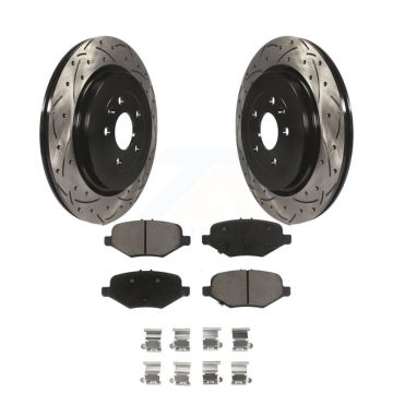 Rear Drilled Slot Brake Rotors Ceramic Pad Kit For Ford Explorer Flex Taurus Police Sedan KDC-100731