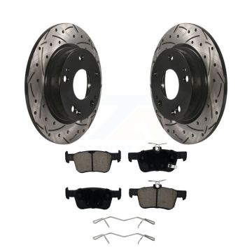 Rear Coated Drilled Slotted Disc Brake Rotors And Ceramic Pad Kit For Honda Civic Insight KDC-100742