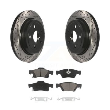 Rear Drill Slot Disc Brake Rotor Ceramic Pad Kit For Jeep Grand Cherokee Dodge Durango WK KDC-100743