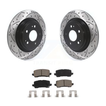 Rear Coated Drilled Slotted Disc Brake Rotors And Ceramic Pad Kit For 2017-2020 Acura MDX KDC-100746