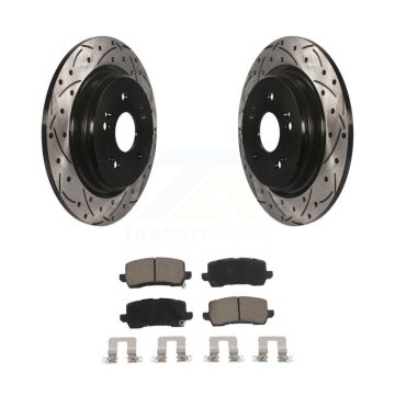 Rear Coated Drilled Slotted Disc Brake Rotors And Ceramic Pad Kit For 2015-2020 Acura TLX KDC-100747