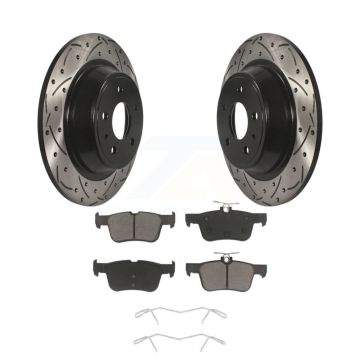 Rear Coated Drilled Slotted Disc Brake Rotors Ceramic Pad Kit For Ford Fusion Lincoln MKZ KDC-100750