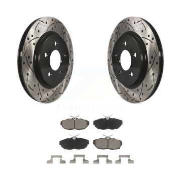 Rear Coated Drilled Slotted Disc Brake Rotors And Ceramic Pads Kit For Ford Mustang KDC-100751