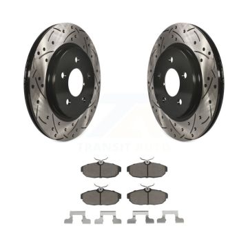 Rear Coated Drilled Slotted Disc Brake Rotors And Ceramic Pads Kit For Ford Mustang KDC-100752