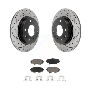 Rear Coated Drilled Slotted Disc Brake Rotors And Ceramic Pads Kit For Mazda 3 Sport KDC-100753