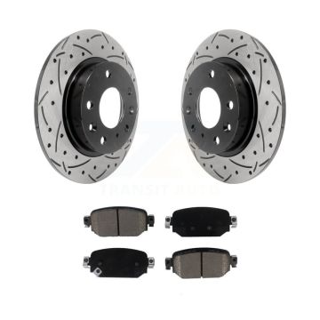 Rear Coated Drilled Slotted Disc Brake Rotors And Ceramic Pads Kit For Mazda 3 CX-3 Sport KDC-100754