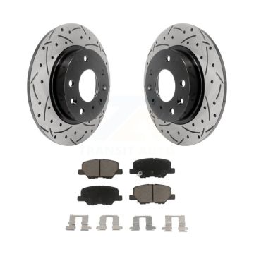 Rear Coated Drilled Slotted Disc Brake Rotors And Ceramic Pads Kit For Mazda 3 Sport KDC-100755