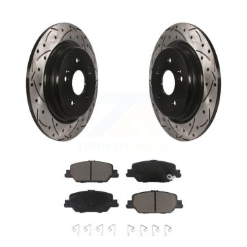 Rear Coated Drilled Slotted Disc Brake Rotor And Ceramic Pad Kit For 2017-2024 Honda CR-V KDC-100756