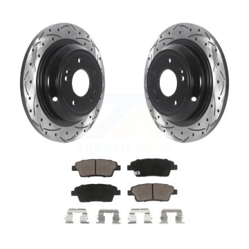 Rear Coated Drill Slot Disc Brake Rotors Ceramic Pad Kit For Hyundai Genesis G80 Kia K900 KDC-100757