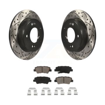 Rear Drill Slot Brake Rotors Ceramic Pad Kit For Hyundai Elantra Kia Forte GT Soul Forte5 KDC-100760