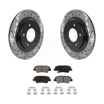 Rear Drill Slot Brake Rotor Ceramic Pad Kit For Kia Optima Hyundai Sonata Soul EV Cadenza KDC-100761