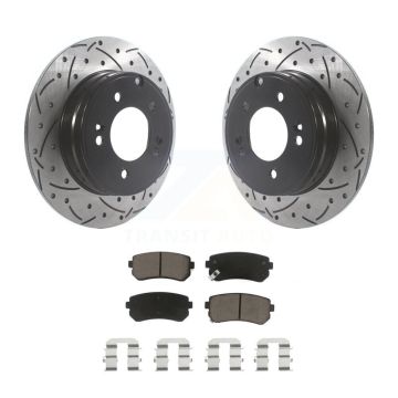 Rear Drilled Slot Disc Brake Rotors Ceramic Pad Kit For Hyundai Tucson Sonata Kia Cadenza KDC-100762