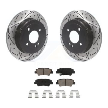 Rear Coated Drilled Slotted Disc Brake Rotor & Ceramic Pad Kit For Hyundai Accent Kia Rio KDC-100763