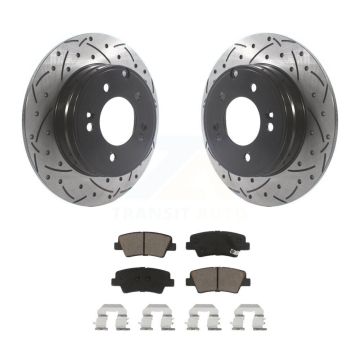 Rear Coat Drill Slot Disc Brake Rotor Ceramic Pad Kit For Hyundai Sonata Kia Optima Azera KDC-100765