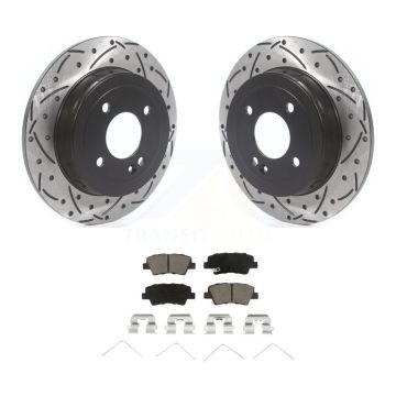 Rear Coated Drilled Slotted Disc Brake Rotor & Ceramic Pad Kit For Kia Rio Hyundai Accent KDC-100767
