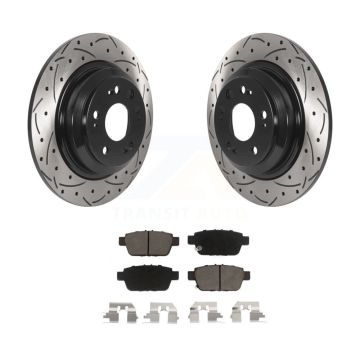 Rear Coated Drilled Slotted Disc Brake Rotors And Ceramic Pads Kit For 2009-2014 Acura TL KDC-100771