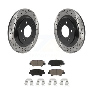 Rear Coated Drilled Slotted Disc Brake Rotor And Ceramic Pad Kit For Hyundai Sonata Azera KDC-100774