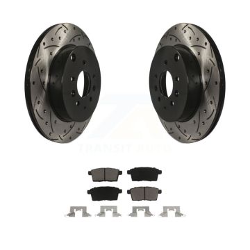 Rear Coated Drilled Slotted Disc Brake Rotor And Ceramic Pad Kit For 2007-2015 Mazda CX-9 KDC-100776