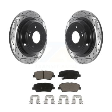 Rear Coated Drilled Slotted Disc Brake Rotors And Ceramic Pads Kit For Hyundai Genesis KDC-100779