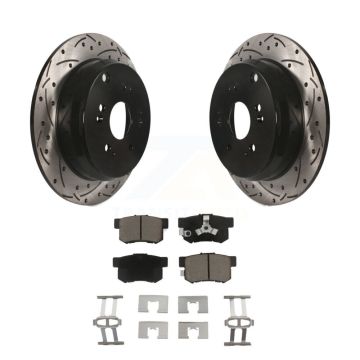 Rear Coated Drilled Slotted Disc Brake Rotor And Ceramic Pad Kit For Honda CR-V Acura RDX KDC-100781